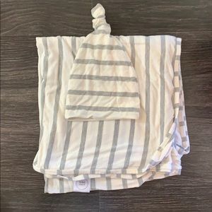 Lou Lou and Company swaddle blanket and hat set